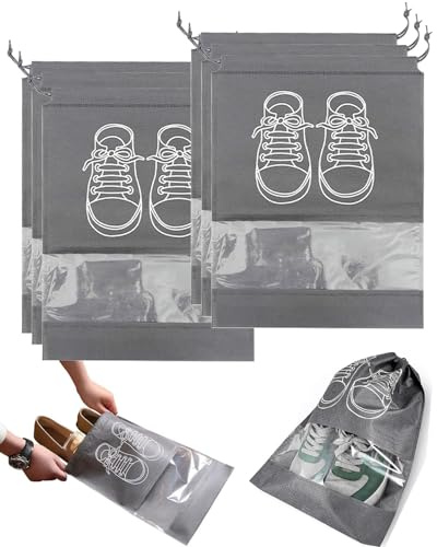 HUVZOR Juego de 6 bolsas para zapatos, bolsa de viaje para zapatos, funda para zapatos con ventana transparente, funda para zapatos para organizar zapatos, viajes y deportes