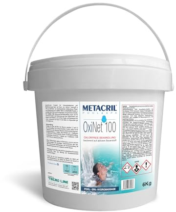 Metacril OxiNet 100, Oxígeno Activo en tabletas de 100 g, Ideal para Piscinas o bañeras de hidromasaje - 6 kg