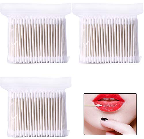 QincLing 600 Stück Wattestäbchen, Sicherheitsohren, Wattestäbchen, doppelte Präzisionsspitzen, Wattestäbchen mit Papierstäbchen (Doppelspitze Form)