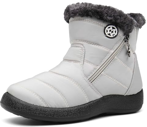 Hsyooes Botas Mujer Nieve Botines de Invierno Impermeable | Zapatos Forradas Calentitas, Cómodas, Antideslizante, Cálido, Ligero, Cremallera