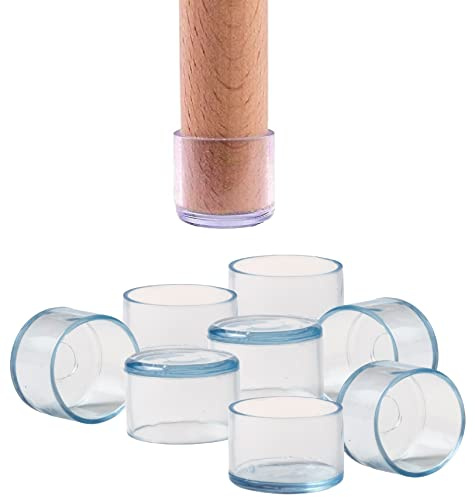 IPEA Casquettes en Silicone pour Chaises et Meubles - 16 Pièces - Pieds Patins Ronds pour Jambes en Bois, Plastique ou Fer de Chaises et Tables - Anti-Rayures et Antibruit - 35 mm - Transparent