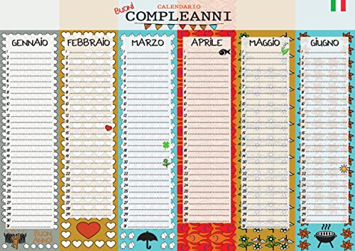 CALENDARIO BIADESIVO flessibile - calendario compleanni perpetuo - 30x42cm - senza anno - ISCRITTO - italiano