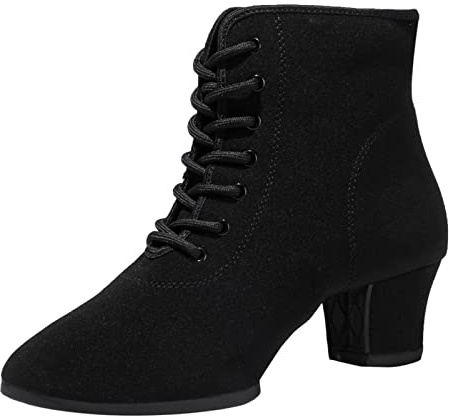 ZHENSI Zapatos De Baile para Mujer Zapatos De Baile Modernos con Suela Dividida Suela De Goma Tacón Medio Grueso Botines,Split Sole,39 EU