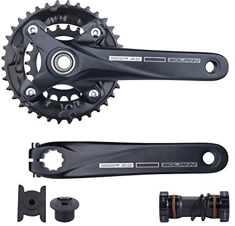 BOLANY Fahrrad Kurbelgarnitur 170mm kurbel 104BCD Hollowtech-Kurbelgarnitur 2 Fach Einzelspeed-Rundkettenblatt 22/36T 24/38T MTB Kurbelsatz mit Tretlager
