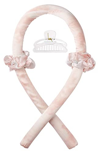 CORATED Bandeau à friser sans chaleur pour dormir, sans chaleur avec pinces à cheveux, boucles de sommeil en ruban de soie pour cheveux longs