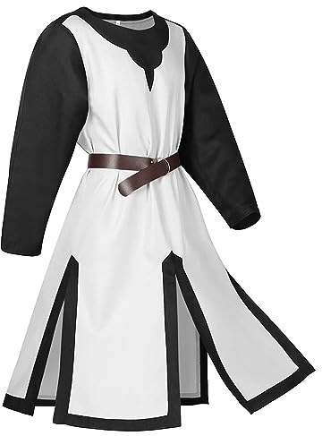 Duohropke Ropa medieval para hombre, disfraz de Halloween, falda medieval, disfraz de caballero medieval, disfraz de caballero templario, carnaval LARP Cospaly