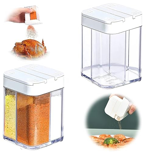ANFUXT Kryddströare, 4-i-1 transparent kryddströare, 2 x vit, ABS + PS, 6 x 6 x 8,2 cm, 0,16 kg, camping, kryddlåda, resor, grill