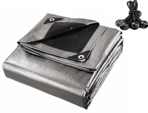 Tarpaulin Extra Super Heavy Duty Waterproof HD Cover Tarp Ground Sheet Mesh 320GSM + 6 BUNGEE (3m x 3m)