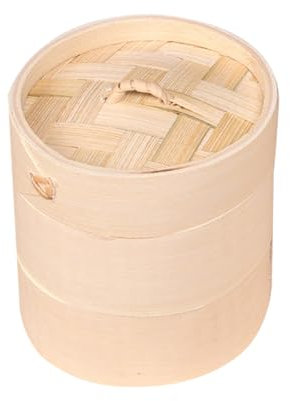 Soulnioi 13CM Bamboo Steamer, Traditional Design Chinese Food Steamer, Two Tiers With Lid, Suitable for Small Dumplingsfor Dim Sum fish meat Dumplings