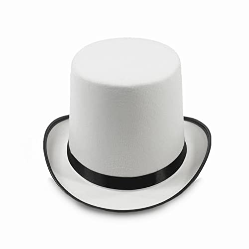 PURPLELILY Cappello a cilindro bianco a bombetta mago cappello a cilindro mago eseguito cappello spettacoli teatrali carnevale discoteca bianco cappelli a cilindro per uomo
