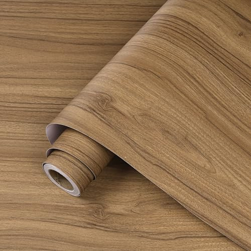 ReWallpaper Carta Adesiva per Mobili Effetto Legno Rivestimento Adesivo per Tavolo Cucina Lavabile Pellicola Adesiva Porta Legno Rovere Chiaro 40CMx3M Spessa Carta Autoadesiva Marrone Vintage