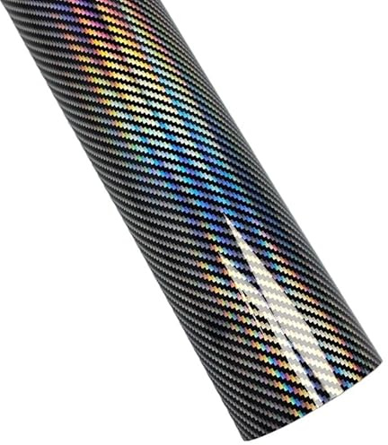 Covering Carbone Film adhésif d'emballage en Fiber de carbone 5D, noir, or, argent, rouge, extérieur de voiture, arc-en-ciel, haute brillance, adhésif for décalcomanie de moto Covering Voiture(Gold,50