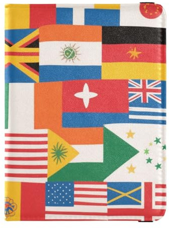 Colorful Cartoon Bandiera Nazionale Titolari di Passaporto in Pelle per Viaggio Vaccino Porta Carta Combo Copertura Del Passaporto Titolare Della Copertura Del Raccoglitore Caso