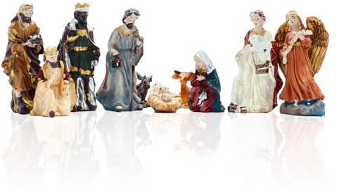Gesar Statuine Presepe 5 cm 11 Pezzi in Resina – Personaggi Presepe Classico – Mini Statuine Presepe per Presepe Completo con Dettagli Realistici