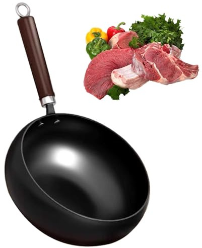 Japansk järnpanna, handgjord obelagd non-stick köksredskap, ren järnwok för hem- och restauranganvändning, 28 cm