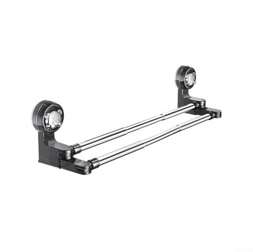 Portasciugamani da bagno con ventosa, telescopico, porta asciugamani da bagno, supporto per asciugamani da bagno, montaggio a parete senza fori, asta estensibile per bagno (30-60 cm)