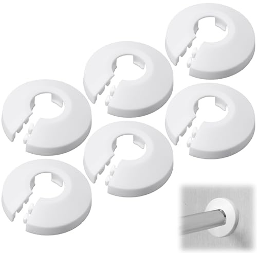 6 stycken värmerörsrosetter, 17 mm rosetter för radiatorrör, infällbara värmerörskydd, slitstarkt rörskydd, för vattenrör, gasrör osv