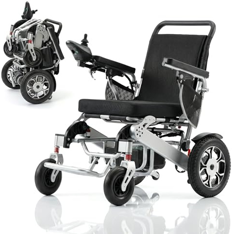 Heavy Duty Electric Wheelchair for Adults with Lithium Battery, 500W Motor All Terrain Foldable Motorized Power Wheelchairs, Stable Aluminum Alloy Frame Suitable for Elderly