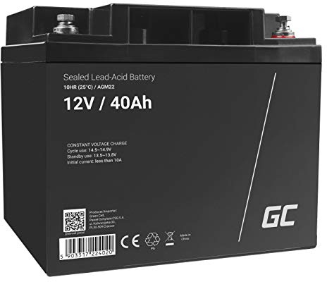 Green Cell® AGM 12V 40Ah Akku Vlies Batterie VRLA Blei Batterie Bleiakku Versorgungsbatterie Zyklenfest Wartungsfrei Caravan Photovoltaik Rollstuhl Solarbatterie Wohnwagen Golfwagen Boot