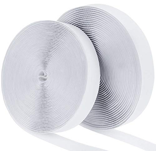 Faburo Hook Loop Autoadesivo Bianco, Nastro Adesivo per Zanzariera(8M*2), Strisce Laccio Adesivo Nastro zanzariera Aderenza Forte