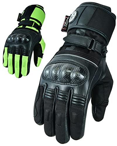 Texpeed Motorradhandschuhe Damen Winter wasserdicht - Biker warm handschuhe mit protektoren - Schwarz - XS