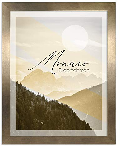 BIRAPA Monaco - Cornice portafoto 35 x 50 cm, colore bronzo, effetto metallo, in alluminio spazzolato, cornice per poster, cornice intercambiabile