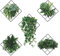 Magic 3D Effect Vivid Green Plants Monstera Leaf Ivy Grid Wall Decor Decal, Vinyl Removable Green Leaves Wall Stickers for Bedroom Living Room Office Kitchen Decorations, Set of 5(22x22cm)