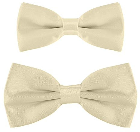 DonDon Vater-Sohn Fliegen Set im Partnerlook, bereits gebunden und verstellbar - Beige