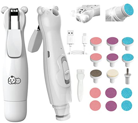Wiederaufladbarer Baby-Nagelknipser 20 in 1, sicherer elektrischer Nagelschneider, Baby-Nagelset, zusätzlicher Ersatz, Zehen und Nägel für Neugeborene, Trimmen und Polieren (wiederaufladbar, Schnee)