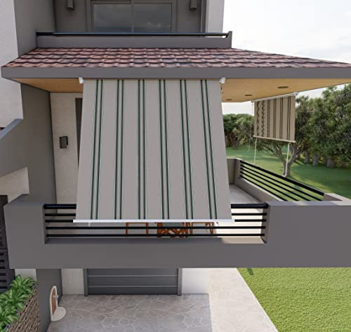Tenda da sole a caduta con bracci per balcone terrazzo finestra 200cm Grigio Verde Golisa