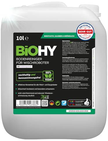 BiOHY Bodenreiniger für alle Wischroboter mit Frühlingsduft (10 Liter Kanister) | Schaumarm & Streifenfrei | Reinigungsmittel Konzentrat für alle Böden