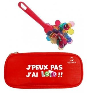 cavernedesjouets Kit 3 en 1 Loto Bingo, Multicolore - Baton magnetique ramasse jetons + 100 pions de Loto Fluo + Trousse - Set Accessoires Jeu et Carte