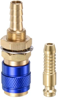 sourcing map 2pcs Gas & Water Quick Connector for Tube Inner Dia 6mm with Hose for TIG 12 18 20 27 Quick Connect Fittings Welding Torch Gas Release, Blue