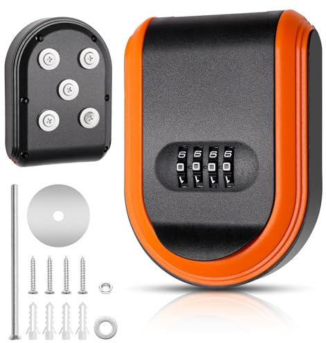 Windspeed Magnetic Key Box with Combination Lock, Strong Magnetic Key Holder Box Under Car Magnet Lock Storage Hidden for Outdoor