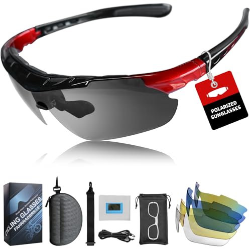 Giyim Running Sunglasses - Polarized Cycling Glasses for Men Women, UV400 Protection Sports Sunglasses, Ultralight Ski Goggles for Driving, Motorcycle, Hiking, Fishing, Golf