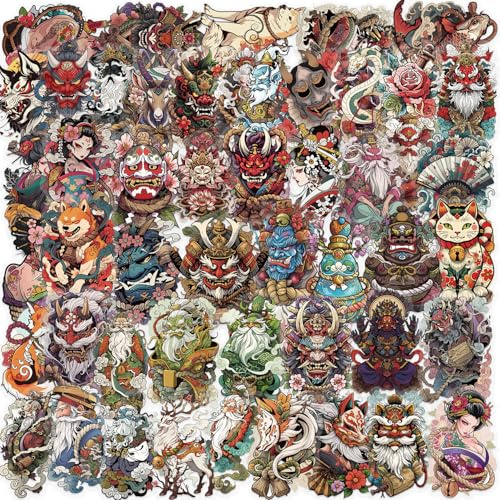 Lot de 50 autocollants de tatouage japonais transparents imperméables, drôles et mignons en forme de poisson rouge, pour gourde, ordinateur portable, skateboard, scrapbooking, vélo, bagages, en vinyle