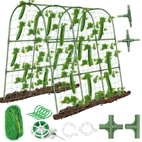 HOHOVYVY Enrejado de pepinos, tomates, enrejado de pepinos para arriates elevados en forma de U, enrejado de jardín para plantas trepadoras