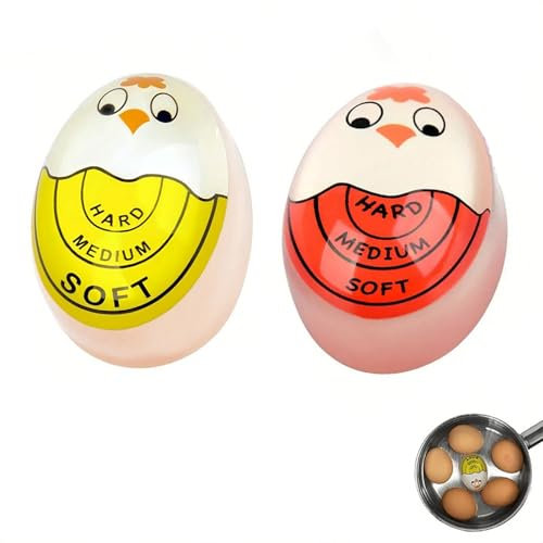 2 Piezas Temporizador de Huevos, Indicador de Cocción de Huevos Reutilizar el Cronómetro de Huevos Egg Timer Temporizador de Huevos Resinoso para la Cocina Familiar