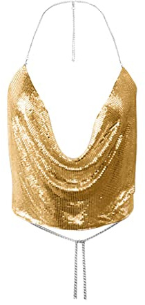 Generisch 2025 Mujeres Impresión Cadena Sexy Ropa Ajustable Sin Mangas Cuello Halter Cuello Halter Top Club Vintage Tirantes