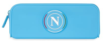 Colourbook Astuccio SSC Napoli Azzurro In Silicone Lavabile, Portapenne Scuola Con Logo 3D, Zip Robusta, Gadget Ufficiale Calcio Per Bambino Bambina E Tifosi, 19,5 X 7 X 5,5 Cm