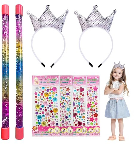 Due bacchette, glitter con liquido per bambini, vengono forniti con quattro adesivi e due cerchi; per il divertimento del vostro bambino