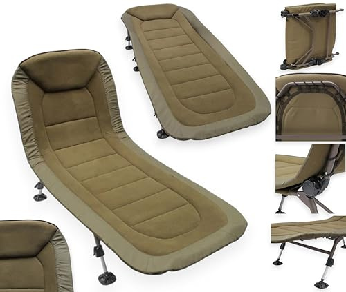 NGT XPR Carp Fishing Bedchair 6 Leg Adjustable Recliner Fleece Lined Bed Chair