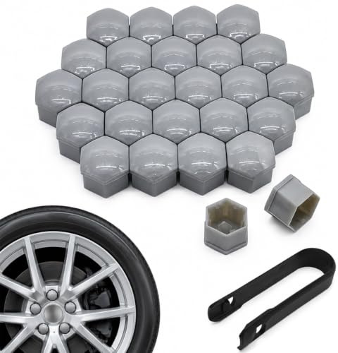 AUEFUDQ 20 pcs Capuchon d'écrou de Roue 21mm, Haute Qualité Boulon Ecrou Couvre, Cache-écrous de Pneu