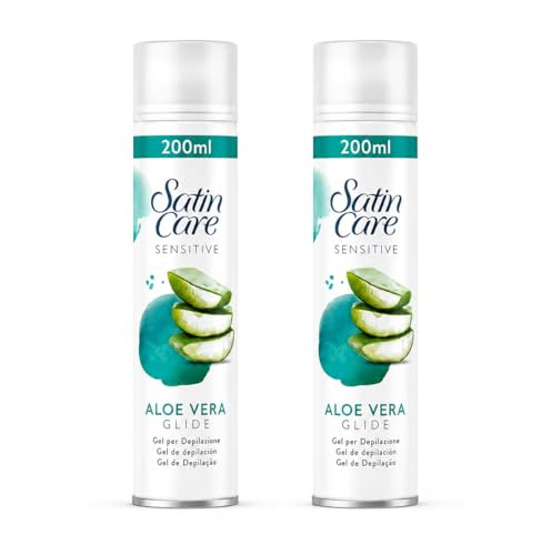 Sensitive Gel per Depilazione Aloe Vera – Gel da Rasatura Donna per Pelli Sensibili, Azione Scorrevole, Delicato e Idratante, Ideale per Gambe, Ascelle e Zona Bikini - 2 Unita da 200 ml