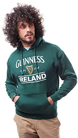 Guinness Traditional Craft Irlande Harpe Pull à Capuche Unisexe, Vert, M