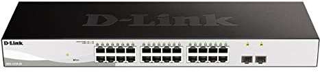 D-Link DGS-1210-26/E 26-Port Gigabit Smart Switch (24 x 10/100/1000 Mbit/s Base-T-Ports und 2 x 100/1000 Mbit/s SFP-Ports) - Nur EU-Netzkabel