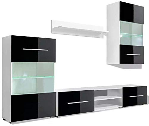 vidaXL Mueble de Salón Armario para TV con Luces LED 5 Piezas Blanco/Negro