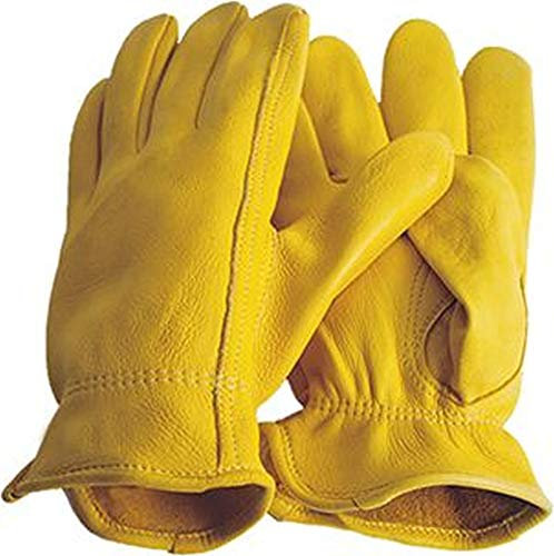 Hirschleder Handschuhe Premium Reithandschuhe Western Cowboy, Gelb / Beige, XL = 11