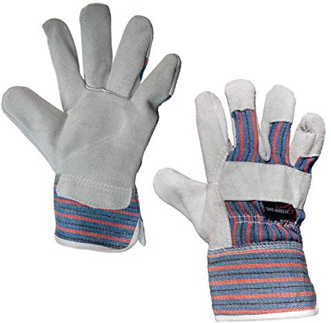 SAFE HANDLER Economy Work Leather Gloves | Heavy Duty Rugged Design, Safety Work Gloves, Lightweight & Versatile, 3 Cuff, Pack of 12 pairs (24 gloves)