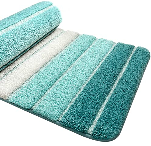 DEXI Badematte rutschfest 40 x 60 cm, Weich Badezimmerteppich Saugfähige Badteppich Waschbar Badvorleger für Badezimmer, Dusche, Badewannen, Grün